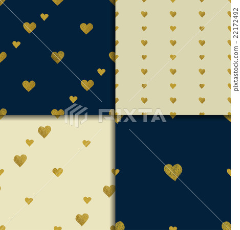 Golden hearts seamless pattern set - Stock Illustration [22172492] - PIXTA