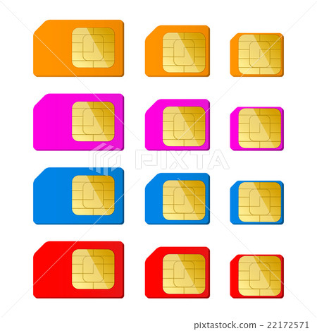 Mini, micro, nano sim cardred, blue, pink, orange Mini, micro, nano sim cardred, blue, pink, orange 22172571
