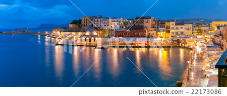 Panorama night Venetian quay, Chania, Crete Panorama night Venetian quay, Chania, Crete 22173086