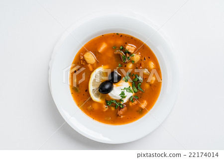 Meat solyanka- traditional Russian soup Meat solyanka- traditional Russian soup 22174014