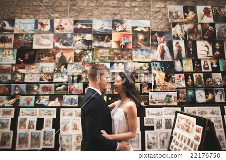 Gorgeous wedding couple, bride, groom kissing and Gorgeous wedding couple, bride, groom kissing and 22176750