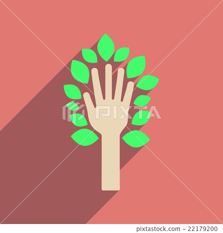 Flat web icon with long shadow leaves hand - Stock Illustration ...