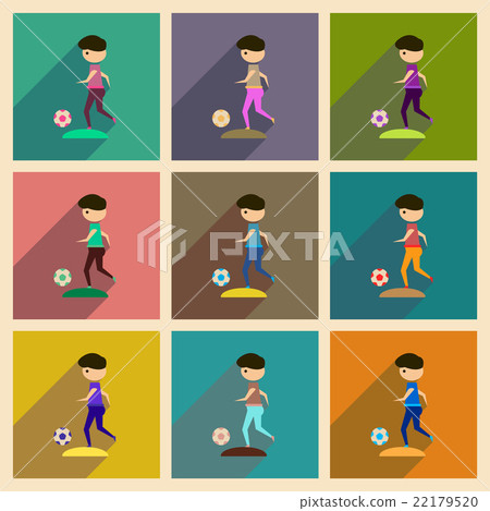 Concept of flat icons with long shadow football - Stock Illustration ...