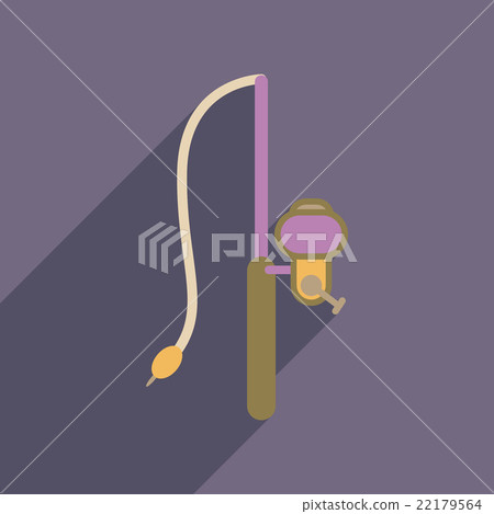 Flat web icon with long shadow fishing rod - Stock Illustration ...