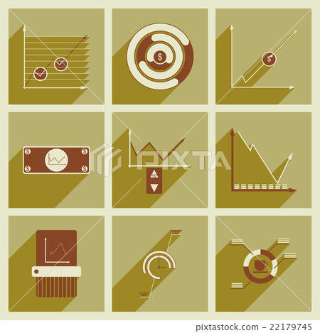 Concept of flat icons with long shadow economic - Stock Illustration ...