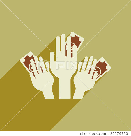Flat web icon with long shadow money in hands - Stock Illustration ...