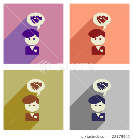 Concept of flat icons with long shadow businessman - Stock Illustration ...