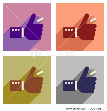 Concept of flat icons with long shadow hand coin Concept of flat icons with long shadow hand coin 22179912
