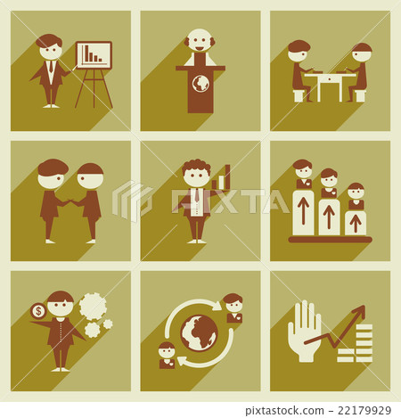Concept of flat icons with long shadow business - Stock Illustration ...