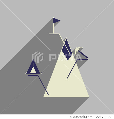 Flat web icon with long shadow mountain - Stock Illustration [22179999 ...