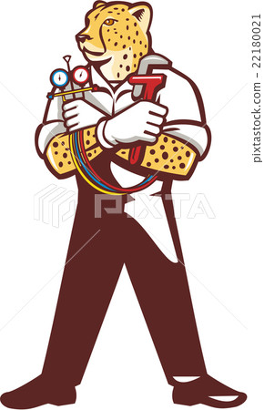 Cheetah Heating Specialist Isolated Cartoon Cheetah Heating Specialist Isolated Cartoon 22180021