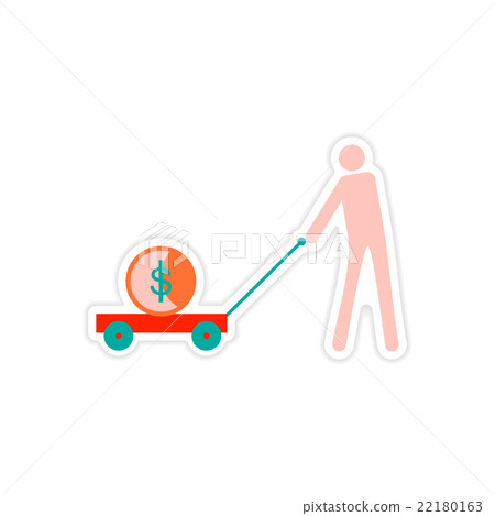 stylish sticker on paper people money in trolley 22180163