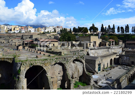 Ercolano excavation city landscape with sky italy Ercolano excavation city landscape with sky italy 22180299