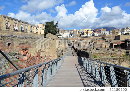 Ercolano scavi city landscape with blue sky italy Ercolano scavi city landscape with blue sky italy 22180300