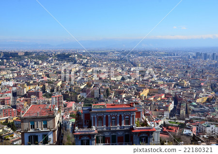 landscape with Naples city with houses landscape with Naples city with houses 22180321