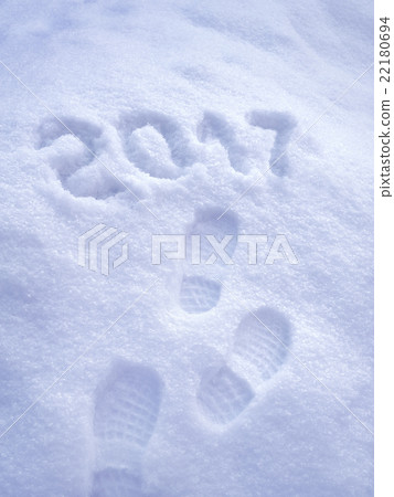 2017 New Year greeting card, 2017 foot step prints 2017 New Year greeting card, 2017 foot step prints 22180694