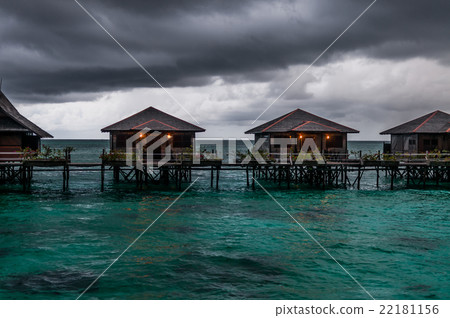 Water villas during bad weather Water villas during bad weather 22181156