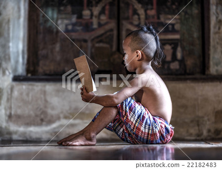 Asian boy reading book Asian boy reading book 22182483