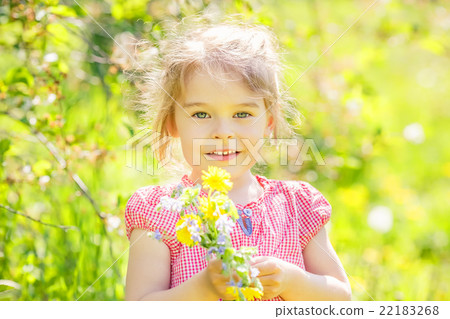 Happy little girl in spring sunny park Happy little girl in spring sunny park 22183268