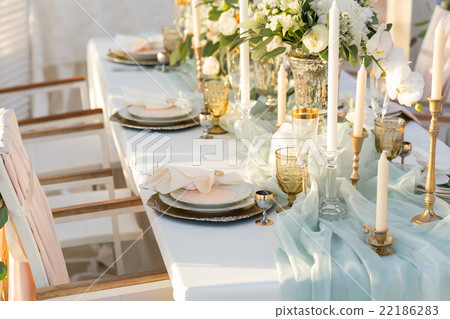 beautifully decorated table with flowers beautifully decorated table with flowers 22186283