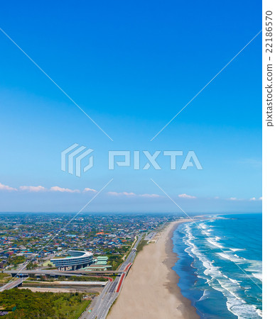 Kujukuri鎮Makame Kujukuri海灘是航空照片 22186570