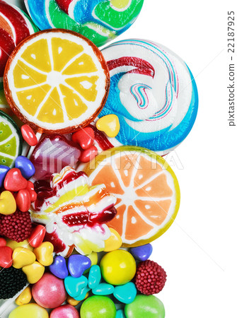 multicolored lollipops, candy and chewing gum 22187925