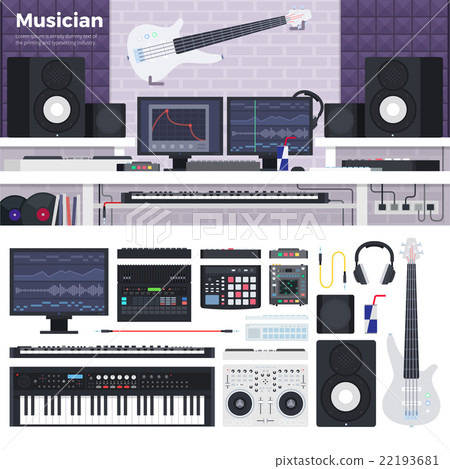 Musician workspace with musical instruments 22193681