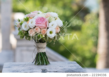 bridal bouquet of roses, freesia, eustoma 22194336