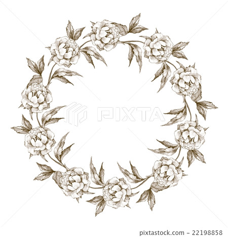Ink flowers. Floral wreath 2 Ink flowers. Floral wreath 2 22198858
