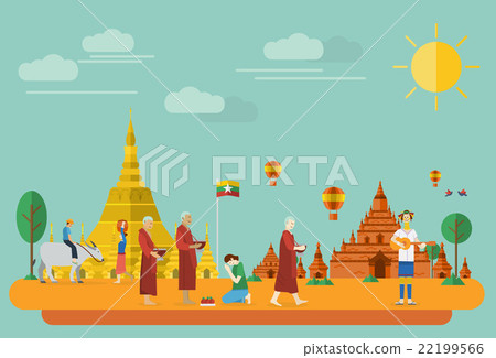 Illustration of Burma landmarks and icons 22199566