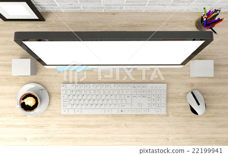 Isolated computer display for mockup in office  22199941