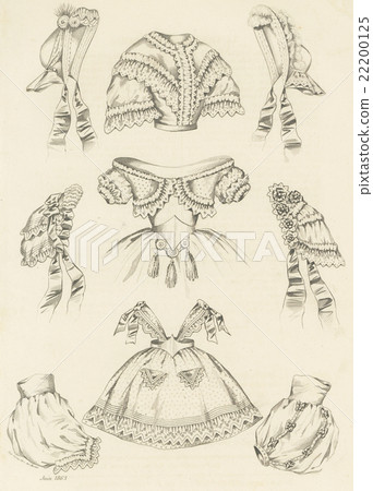 19世紀法國時裝板塊 1861年 插圖素材 22200125 Pixta圖庫