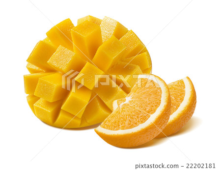 Mango cut orange isolated on white background 22202181