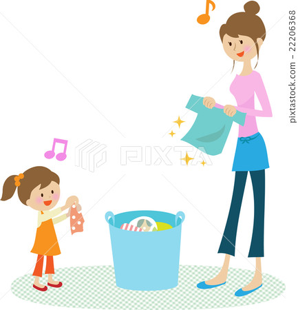 媽媽和女孩洗衣服 22206368