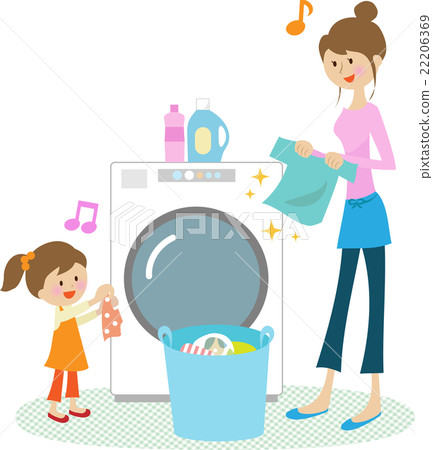 媽媽和女孩洗衣服 媽媽和女孩洗衣服 22206369