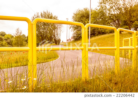 Road fence barrier. Bike lane path. 22206442
