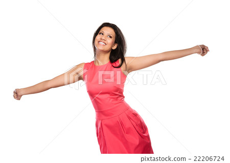 Happy mixed race woman raising arms. Joy. Happy mixed race woman raising arms. Joy. 22206724