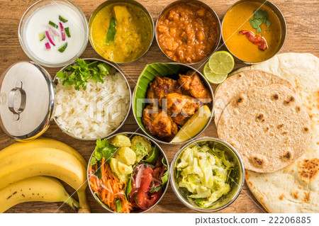 A typical set meal of India Lunch of meals south India 22206885