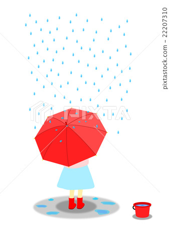 A girl with a red umbrella - Stock Illustration [22207310] - PIXTA