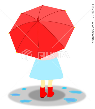 A girl with a red umbrella - Stock Illustration [22207311] - PIXTA