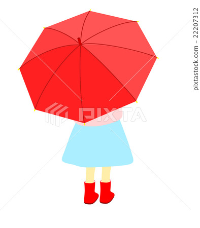 A girl with a red umbrella - Stock Illustration [22207312] - PIXTA
