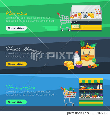 Three Horizontal Supermarket Banners 22207712