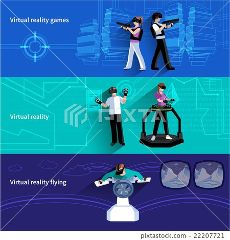 Virtual Augmented Reality Flat Banners Set  22207721