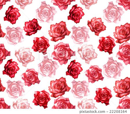 Watercolor red roses pattern - Stock Illustration [22208164] - PIXTA