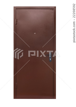 Brown metal security door isolated on white Brown metal security door isolated on white 22208592