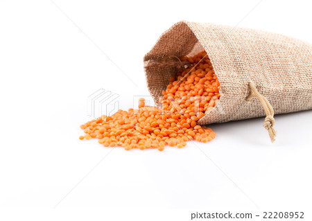 red lentils in burlap bag 22208952