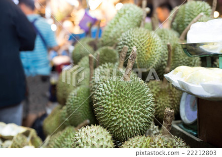 Group of durian fruit in the market Group of durian fruit in the market 22212803