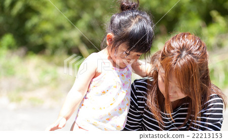 Parent and child changing clothes 22213153