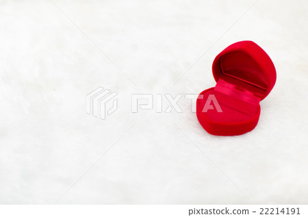 Velvet red box on white carpet background. 22214191