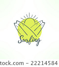 Surfing logo made in hand drawn design. Surf icon 22214584